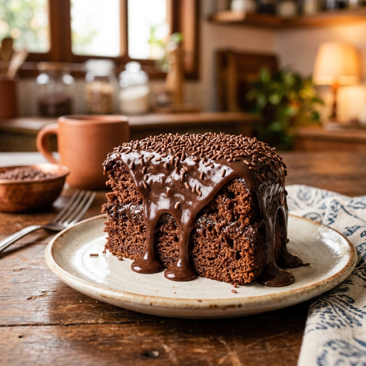 Bolo Vulcão de Chocolate com muita calda cremosa